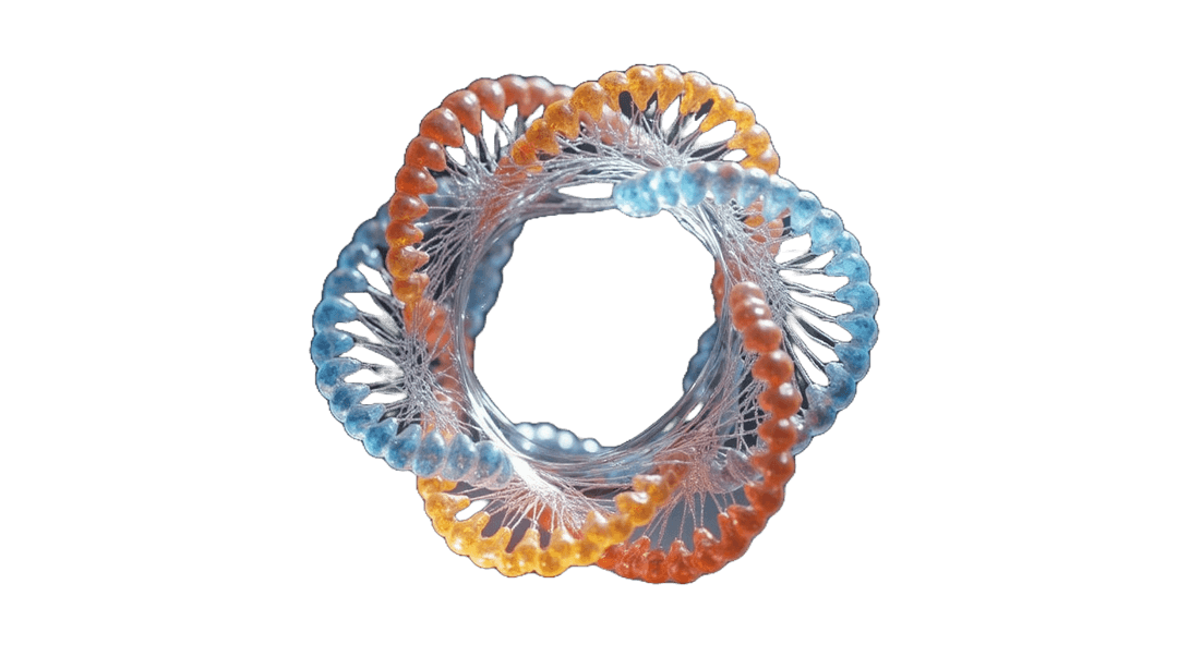 Abstract visualization of a rotating peptide structure